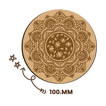 DIY Traditional and Floral Art MDF Wooden Coasters with Brush and Colors, Mandala Coasters, DIY Coastesr, Beige Color Coasters, Set OF 4 Coasters, Coasters & Plates - IM15181
