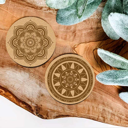 DIY Traditional and Floral Art MDF Wooden Coasters with Brush and Colors, Mandala Coasters, DIY Coastesr, Beige Color Coasters, Set OF 4 Coasters, Coasters & Plates - IM15182