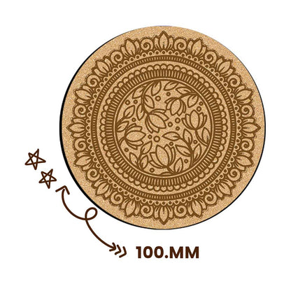 DIY Traditional and Floral Art MDF Wooden Coasters with Brush and Colors, Mandala Coasters, DIY Coastesr, Beige Color Coasters, Set OF 4 Coasters, Coasters & Plates - IM15182