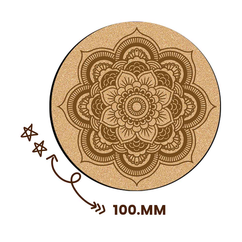 DIY Traditional and Floral Art MDF Wooden Coasters with Brush and Colors, Mandala Coasters, DIY Coastesr, Beige Color Coasters, Set OF 4 Coasters, Coasters & Plates - IM15182