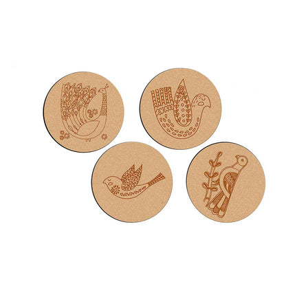 DIY Traditional and Floral Art MDF Wooden Coasters with Brush and Colors, Mandala Coasters, DIY Coastesr, Beige Color Coasters, Set OF 4 Coasters, Coasters - IM15184