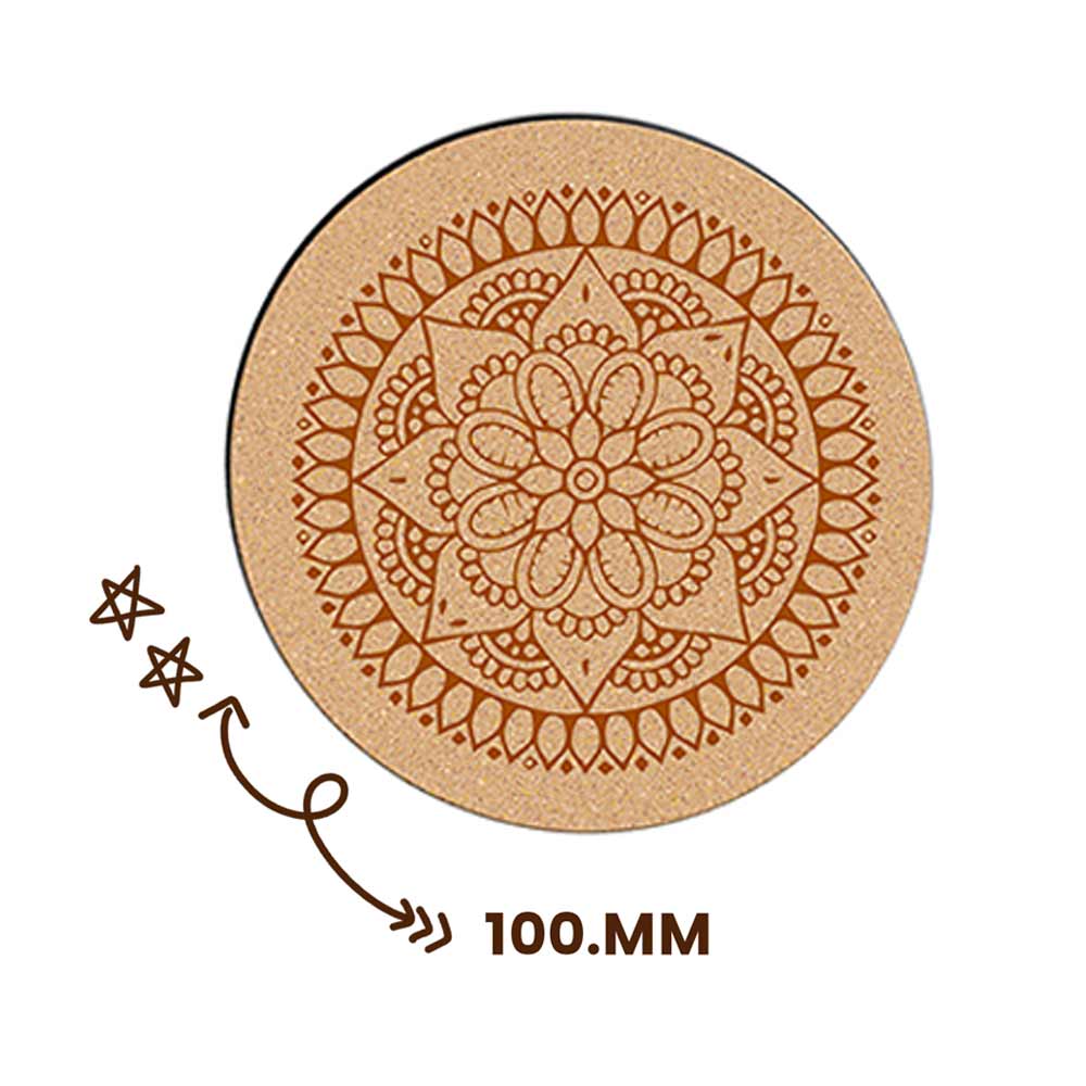 DIY Traditional and Floral Art MDF Wooden Coasters with Brush and Colors, Mandala Coasters, DIY Coastesr, Beige Color Coasters, Set OF 4 Coasters, Coasters - IM15194