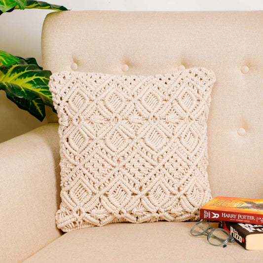 Cushion Cover, (i526_1_16_1), Cushion With OFF-White Color, Cushion For Living & Bedroom Area, Cushion - IM15204