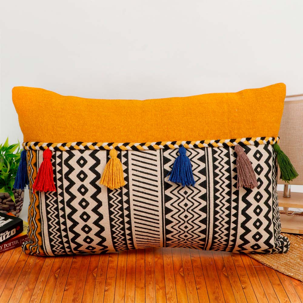 Cushion Cover, (i519_1_1), Cushion With Yellow & Black Color, Cushion For Living & Bedroom Area, Cushion - IM15208