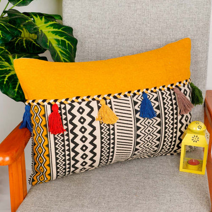 Cushion Cover, (i519_1_1), Cushion With Yellow & Black Color, Cushion For Living & Bedroom Area, Cushion - IM15208