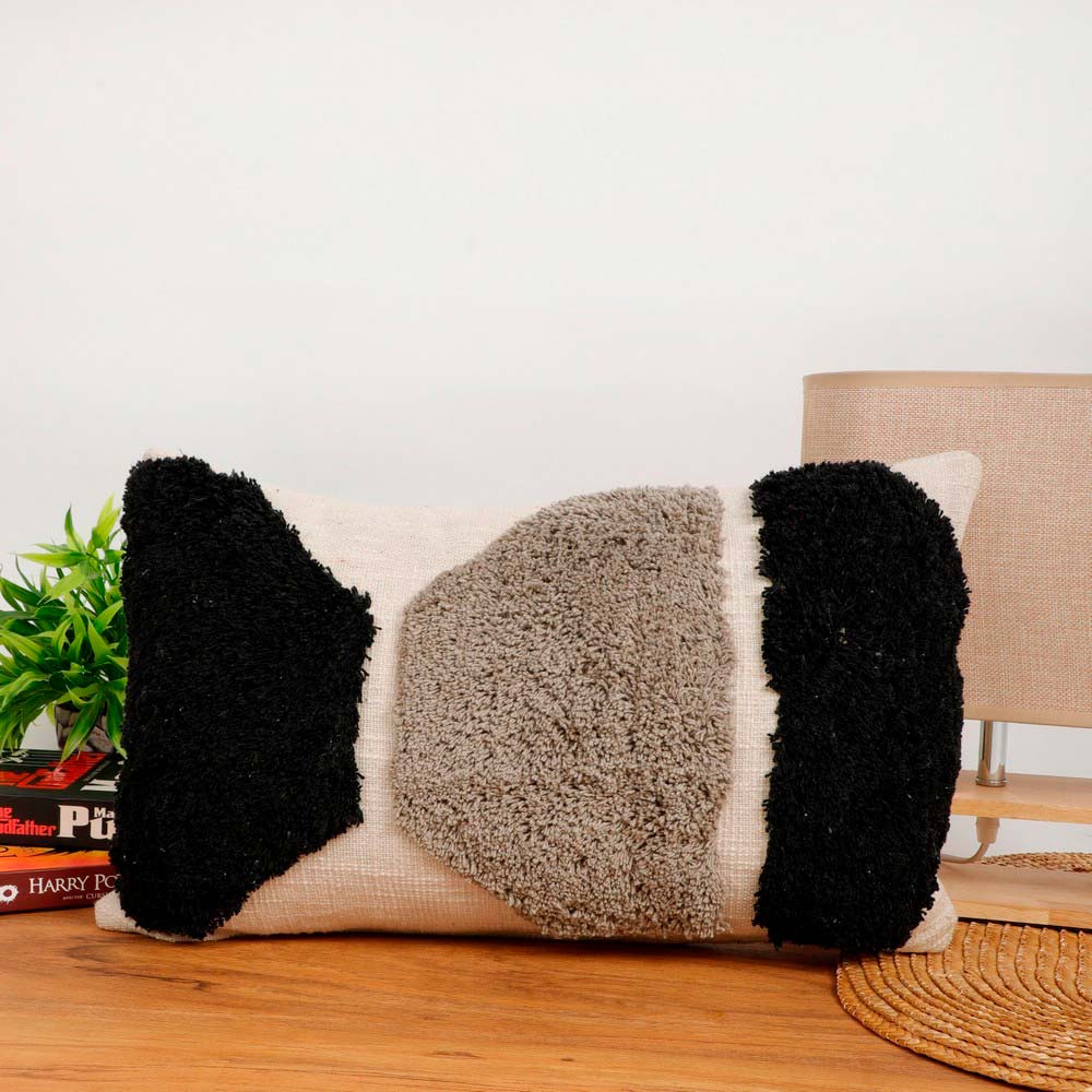 Cushion Cover, (i518_1_1), Cushion With Black & Grey Color, Cushion For Living & Bedroom Area, Cushion - IM15209