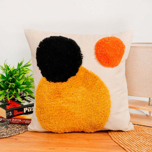 Cushion Cover, (i514_1_16_1), Cushion With Yellow, Black & Orange Color, Cushion For Living & Bedroom Area, Cushion - IM15214