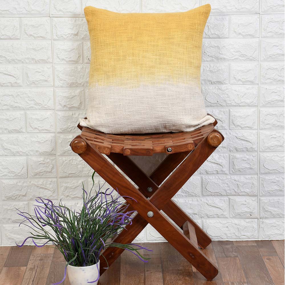 Cushion Cover, (i513_2_18_1), Cushion With Yellow & White Color, Cushion For Living & Bedroom Area, Cushion - IM15216