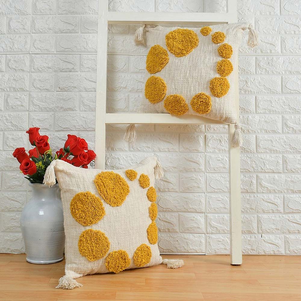 Cushion Cover, (i277_1_16_1), Cushion With Yellow Color, Cushion For Living & Bedroom Area, Cushion - IM15223