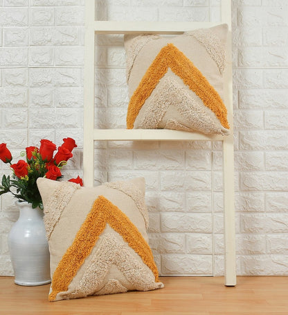 Cushion Cover, (i272_1_16_1), Cushion With OFF-White & Yellow Color, Cushion For Living & Bedroom Area, Cushion - IM15226