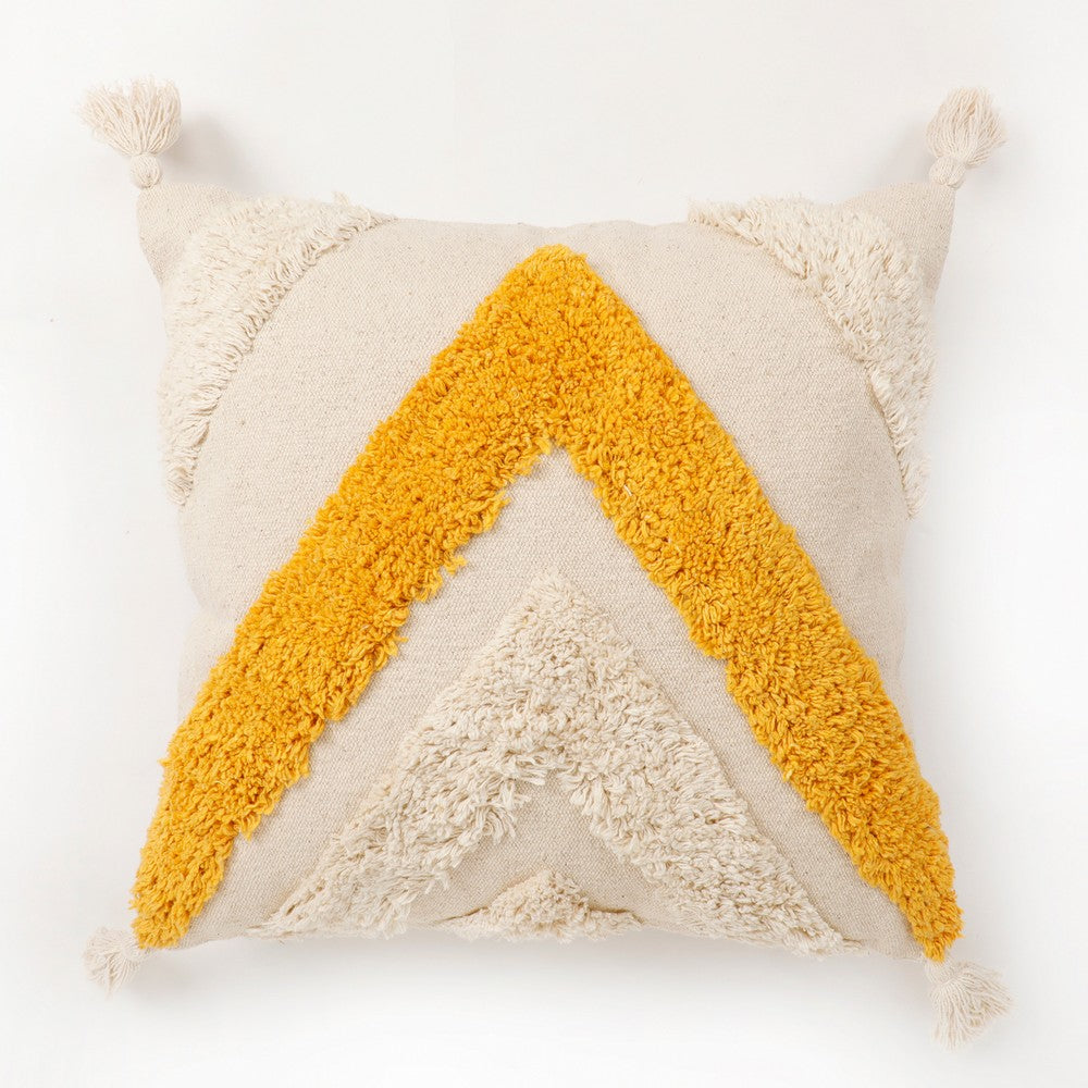 Cushion Cover, (i272_2_16_1), Cushion With OFF-White & Yellow Color, Cushion For Living & Bedroom Area, Cushion - IM15227