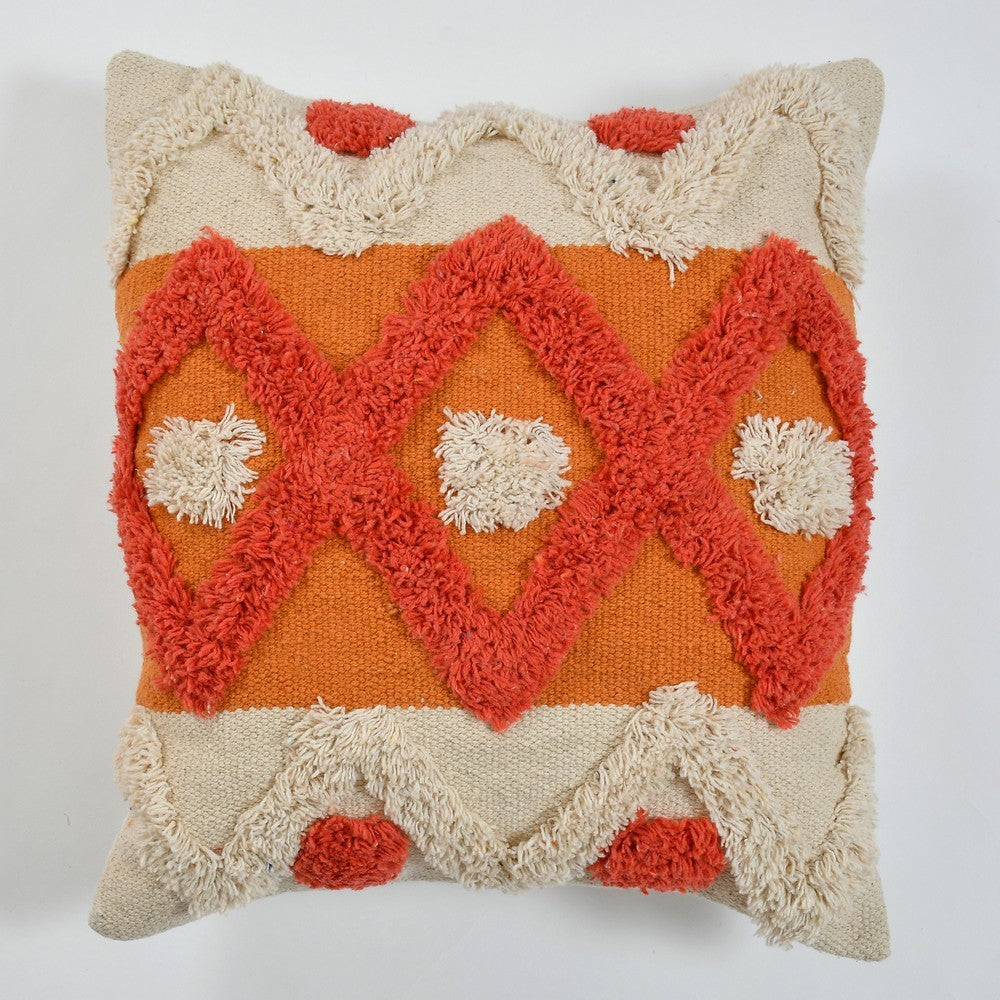 Cushion Cover, (i271_1_16_1), Cushion With OFF-White & Orange Color, Cushion For Living & Bedroom Area, Cushion - IM15228