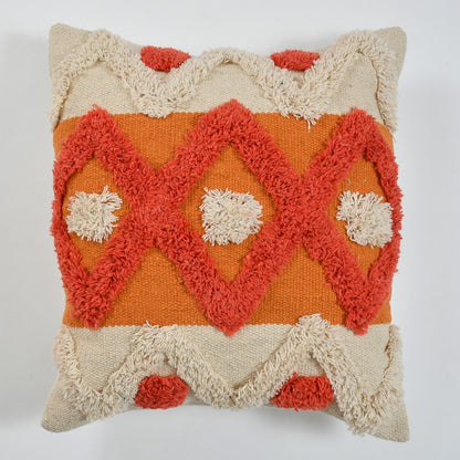 Cushion Cover, (i271_1_16_1), Cushion With OFF-White & Orange Color, Cushion For Living & Bedroom Area, Cushion - IM15228