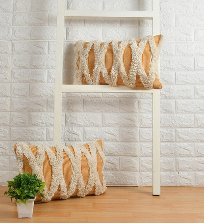 Cushion Cover, (i259_12_20_1), Cushion With White & Yellow Color, Cushion For Living & Bedroom Area, Cushion - IM15231