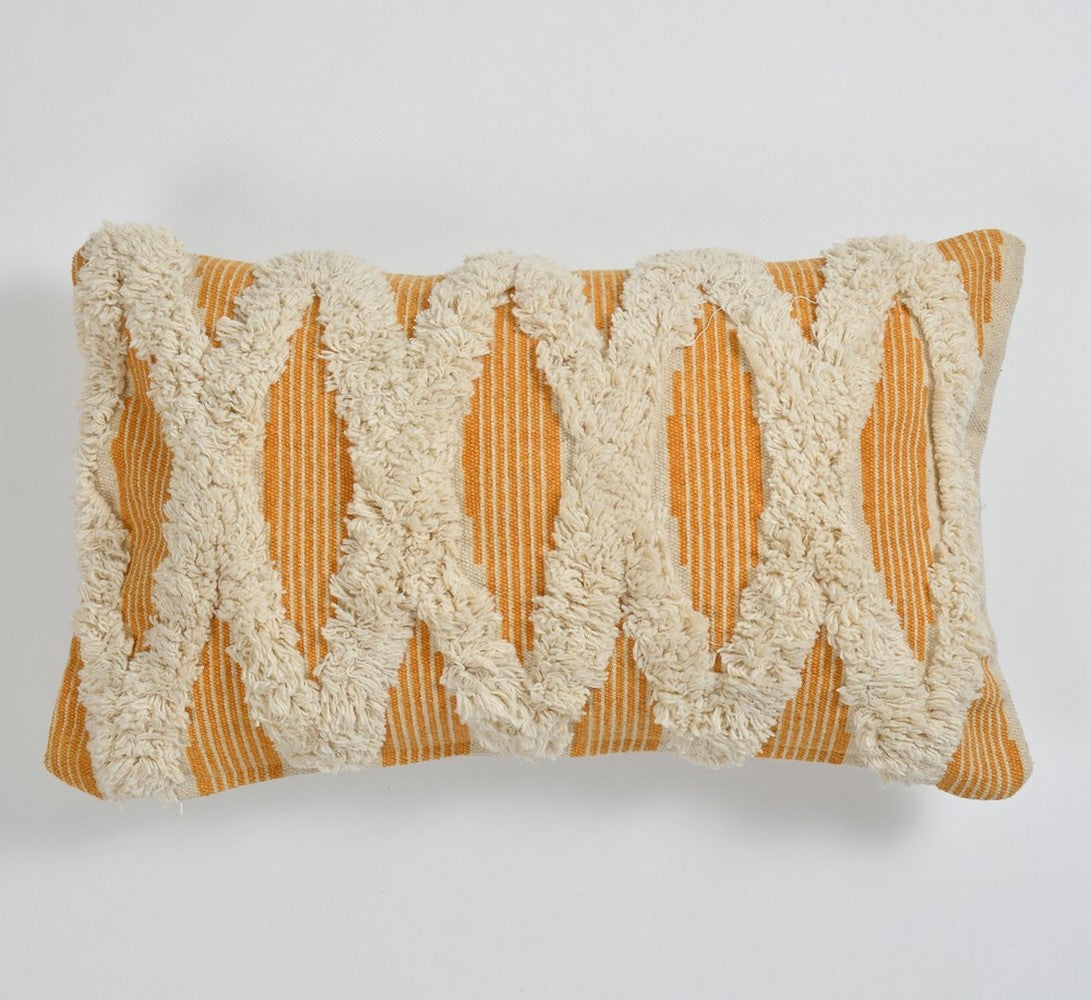 Cushion Cover, (i259_12_20_1), Cushion With White & Yellow Color, Cushion For Living & Bedroom Area, Cushion - IM15231