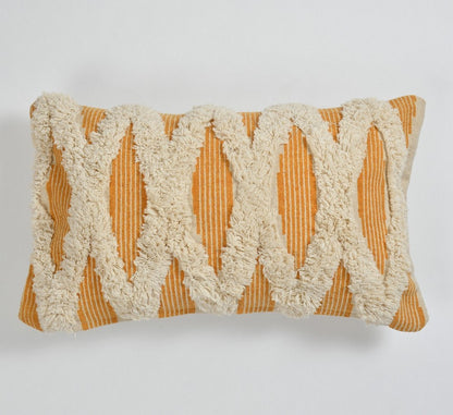 Cushion Cover, (i259_12_20_1), Cushion With White & Yellow Color, Cushion For Living & Bedroom Area, Cushion - IM15231