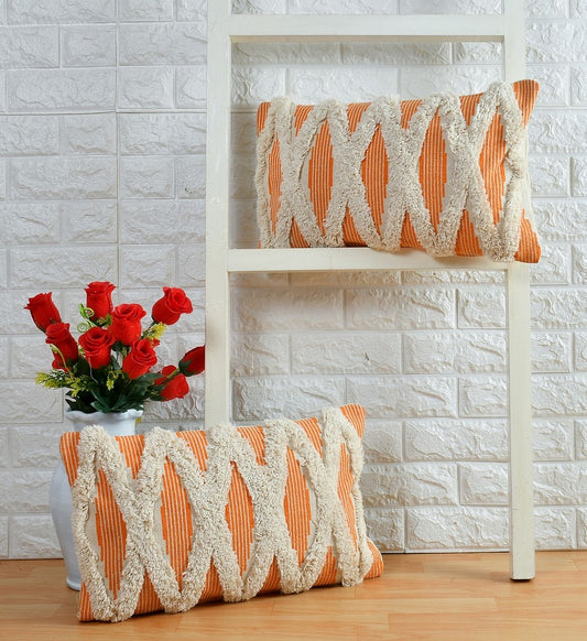 Cushion Cover, (i259_2_12_20_1), Cushion With Orange Color, Cushion For Living & Bedroom Area, Cushion - IM15233