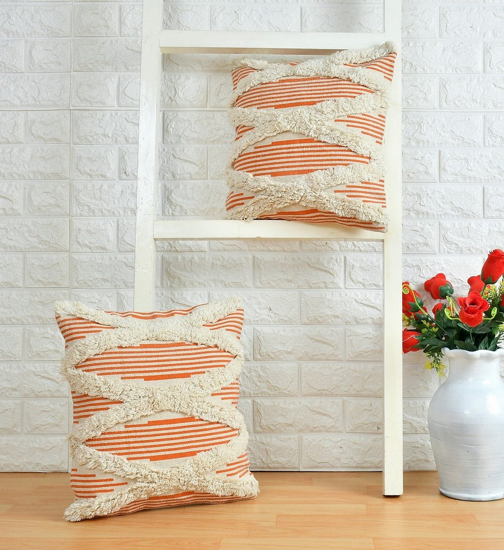 Cushion Cover, (i259_2_16_1), Cushion With Orange Color, Cushion For Living & Bedroom Area, Cushion - IM15234