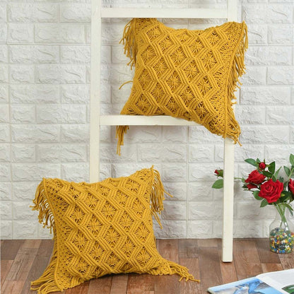 Cushion Cover, (i255_3_18_1), Cushion With Yellow Color, Cushion For Living & Bedroom Area, Cushion - IM15235