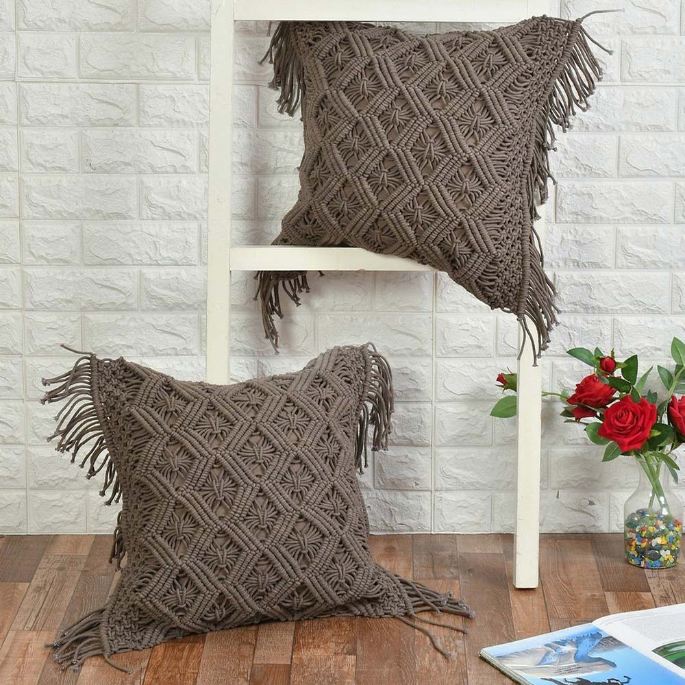 Cushion Cover, (i255_4_18_1), Cushion With Grey Color, Cushion For Living & Bedroom Area, Cushion - IM15236