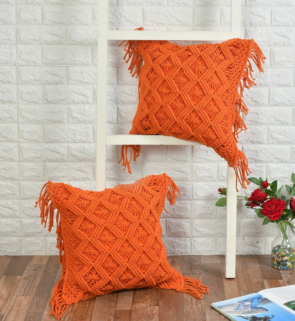 Cushion Cover, (i255_6_18_1), Cushion With Orange Color, Cushion For Living & Bedroom Area, Cushion - IM15238