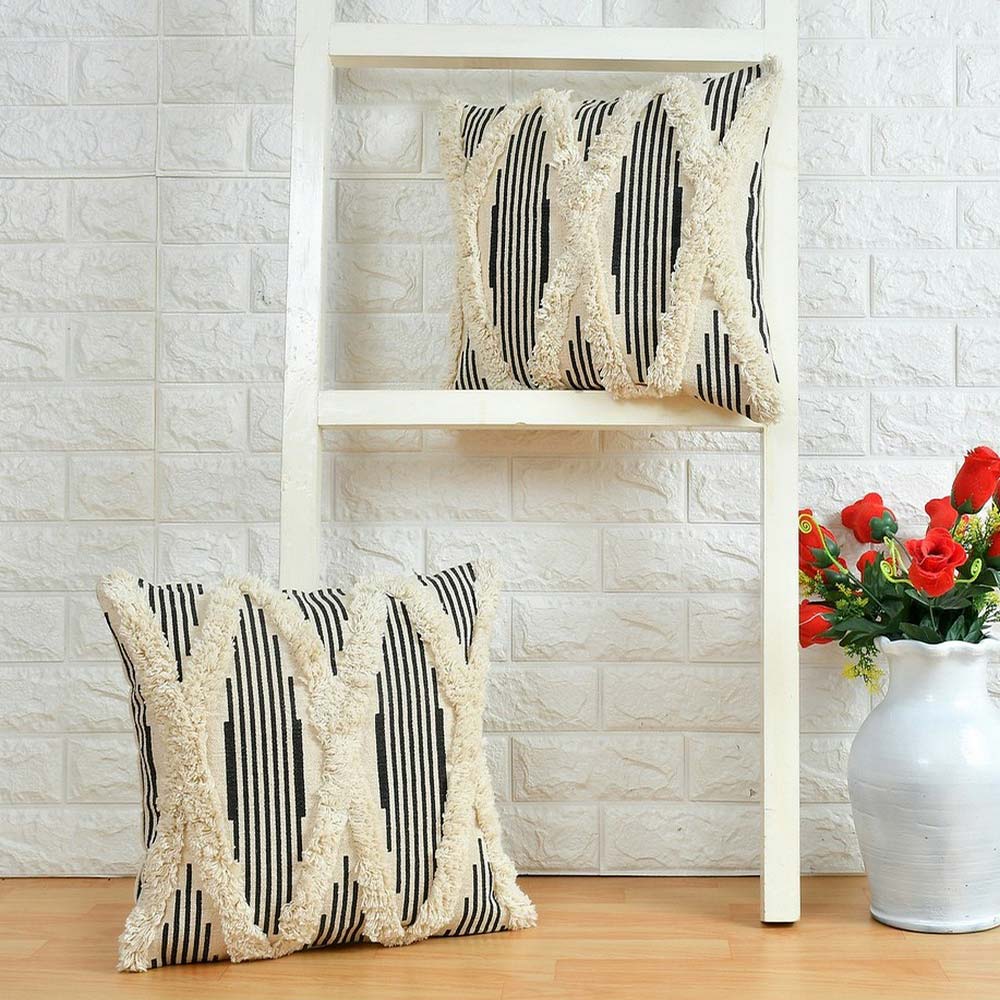 Cushion Cover, (i195_1_16_1), Cushion With Black Color, Cushion For Living & Bedroom Area, Cushion - IM15248