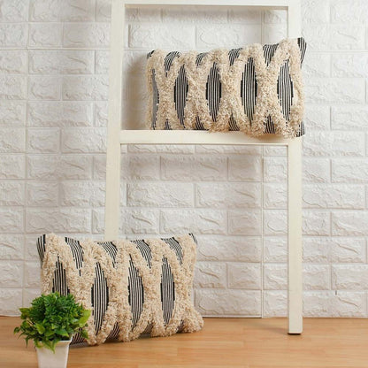 Cushion Cover, (i195_1_20_12_1), Cushion With OFF-White & Black Color, Cushion For Living & Bedroom Area, Cushion - IM15249