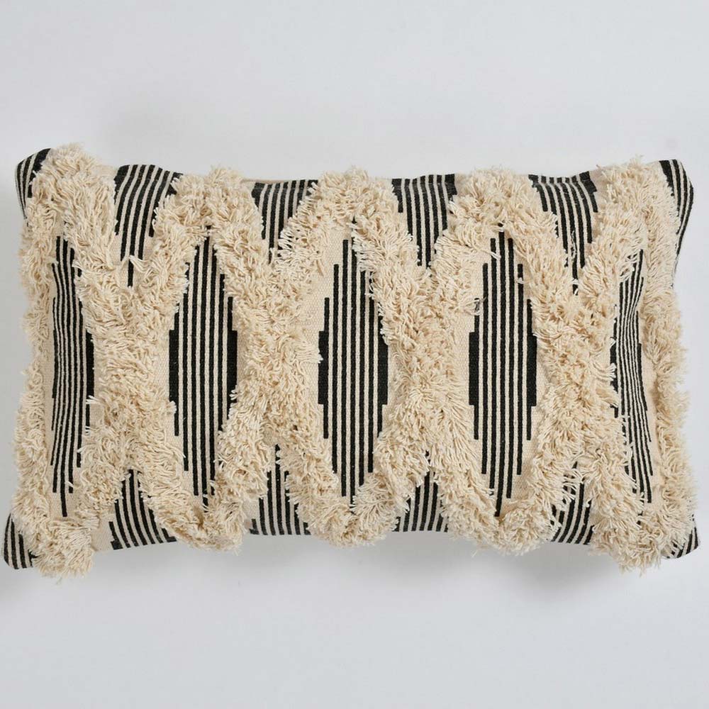 Cushion Cover, (i195_1_20_12_1), Cushion With OFF-White & Black Color, Cushion For Living & Bedroom Area, Cushion - IM15249