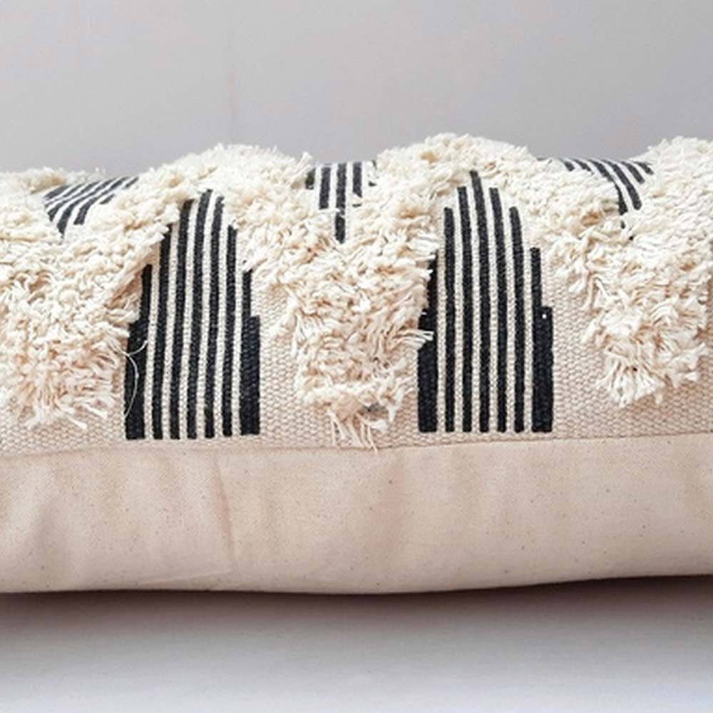 Cushion Cover, (i195_1_20_12_1), Cushion With OFF-White & Black Color, Cushion For Living & Bedroom Area, Cushion - IM15249