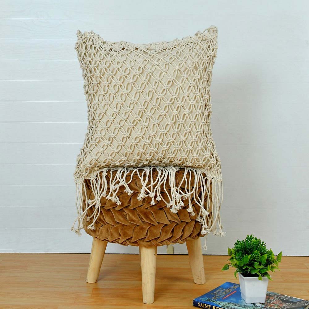 Cushion Cover, (i167_16_1), Cushion With OFF- White Color, Cushion For Living & Bedroom Area, Cushion - IM15255