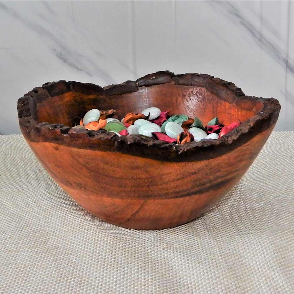 BE01, Bowl made from Tree Bark , rustic yet designer looks, Can be used to serve fruits or salad or snacks. 7 inch spacious big size bowl , Bowl - IM15282