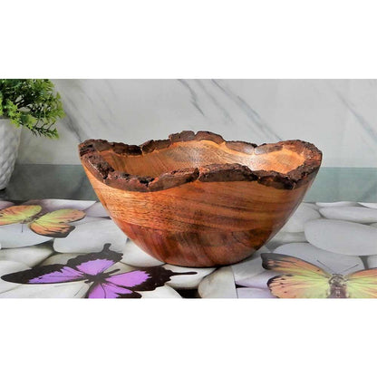 BE01, Bowl made from Tree Bark , rustic yet designer looks, Can be used to serve fruits or salad or snacks. 7 inch spacious big size bowl , Bowl - IM15282