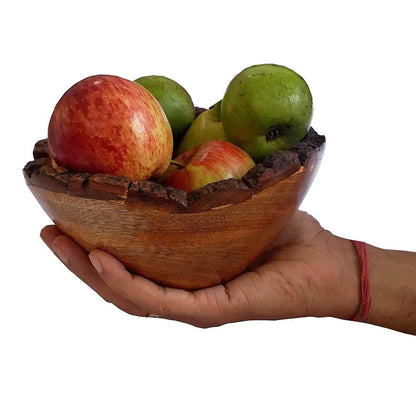 BE01, Bowl made from Tree Bark , rustic yet designer looks, Can be used to serve fruits or salad or snacks. 7 inch spacious big size bowl , Bowl - IM15282