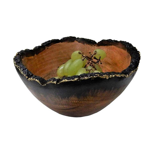 Big size Bowl fruit basket or table organizer or use it as table vase 7 inch spacious size Black Golden vintage shading color, Bowl - IM15285