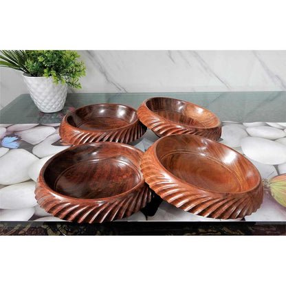 Bowl set of 2 special handmade Carving Designer bowls , use it for serving salad or snacks or fruits, rosewood Color, Bowl - IM15288