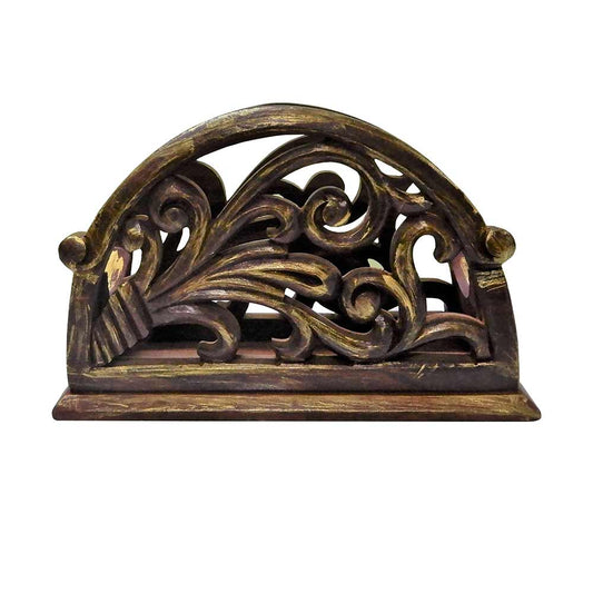 Tissue Paper napkin holder Handmade carving on rosewood Color premium quality table d�cor product, Golden Brown colors, Tissue Holder - IM15295