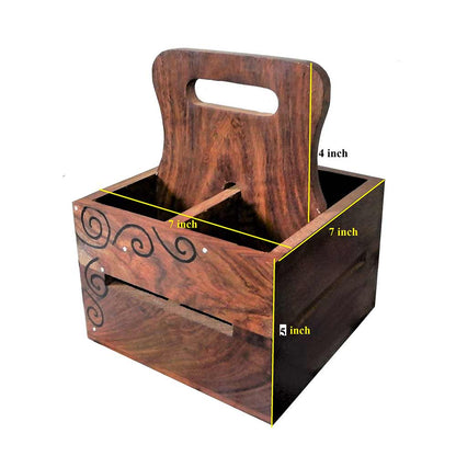 CT01, Rosewood Color Cutlery Holder Knife stand spoon stand Spacious Kitchen organizer With handmade Art , Cutlery Holder - IM15296