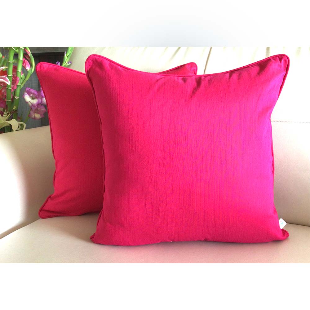 Cushion Covers(TSHFLP04M), MY FAIR LADY- EMBROIDERED Cotton Silk Cushion Covers- Set of 4- Fuchsia Pink with Color Pops, Cushion Covers - IM15309