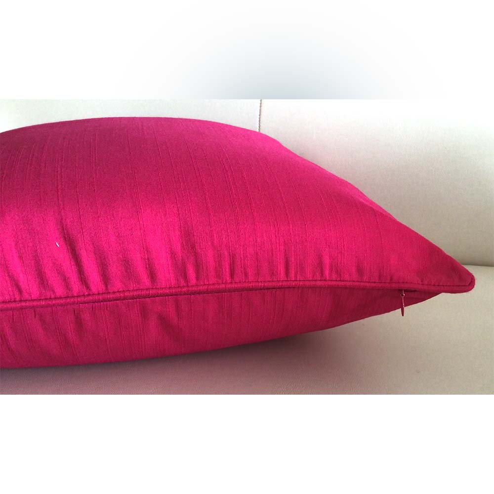 Cushion Covers(TSHFLP04L), MY FAIR LADY- EMBROIDERED Cotton Silk Cushion Covers- Set of 4- Fuchsia Pink with Color Pops, Cushion Covers - IM15310