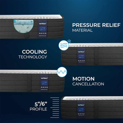 GR1011, GetRest Adapt 5"- Orthopedic Cool Gel Memory Foam Mattress with Stress Relief Tech 75x35x5inch, Mattress - IM15339