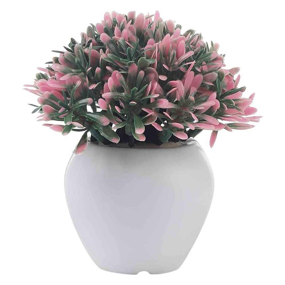 Table Decor (DE1895418-S-PM26503), White and Pink Leaves Artificial Plant with Pot, Set of 2 by Foliyaj, Table Decor - IM15579