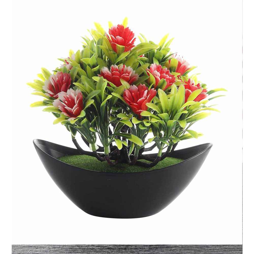 Table Decor (DE1934412-S-PM26503), Artificial Plant with Red Leaves & Flowers with Pot by Foliyaj, Table Decor - IM15585