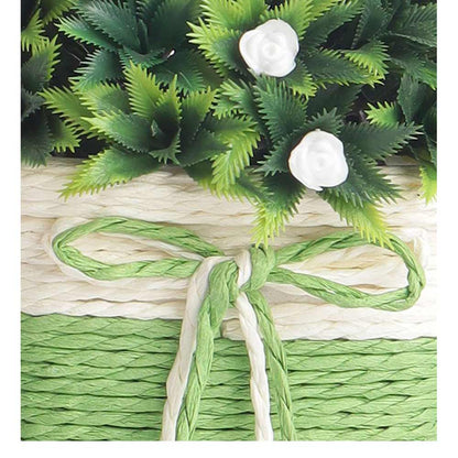 Table Decor (DE1873558-S-PM26503), Artificial Plant with Thorny Green Leaves & Small White Flowers with Pot by Foliyaj, Table Decor - IM15586