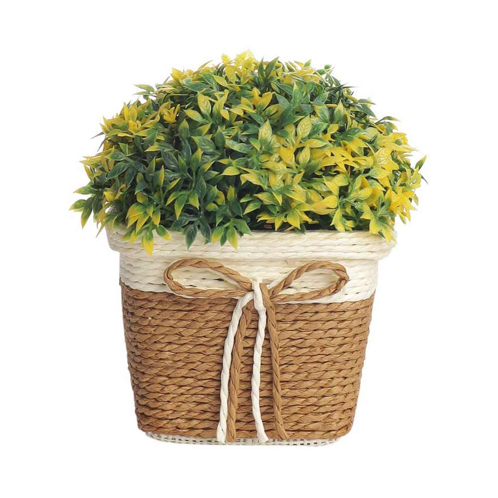 Table Decor (DE1873571-S-PM26503), Artificial Bush with Small Yellow Leaves with Pot by Foliyaj, Table Decor - IM15588