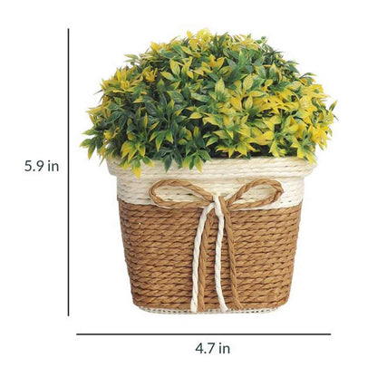 Table Decor (DE1873571-S-PM26503), Artificial Bush with Small Yellow Leaves with Pot by Foliyaj, Table Decor - IM15588