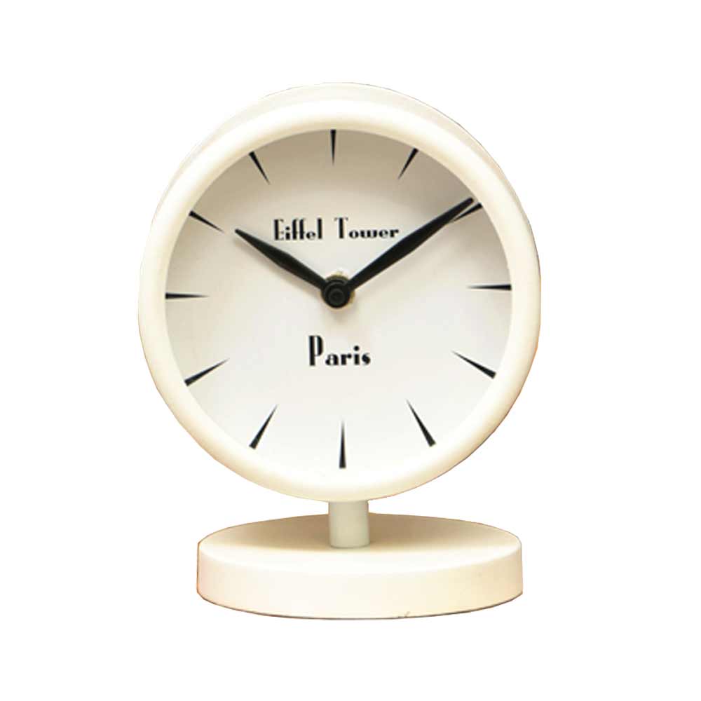 Table Clock, HWC111070(Cocovey Homes), Charming white table clock, Table Clock - IM15873