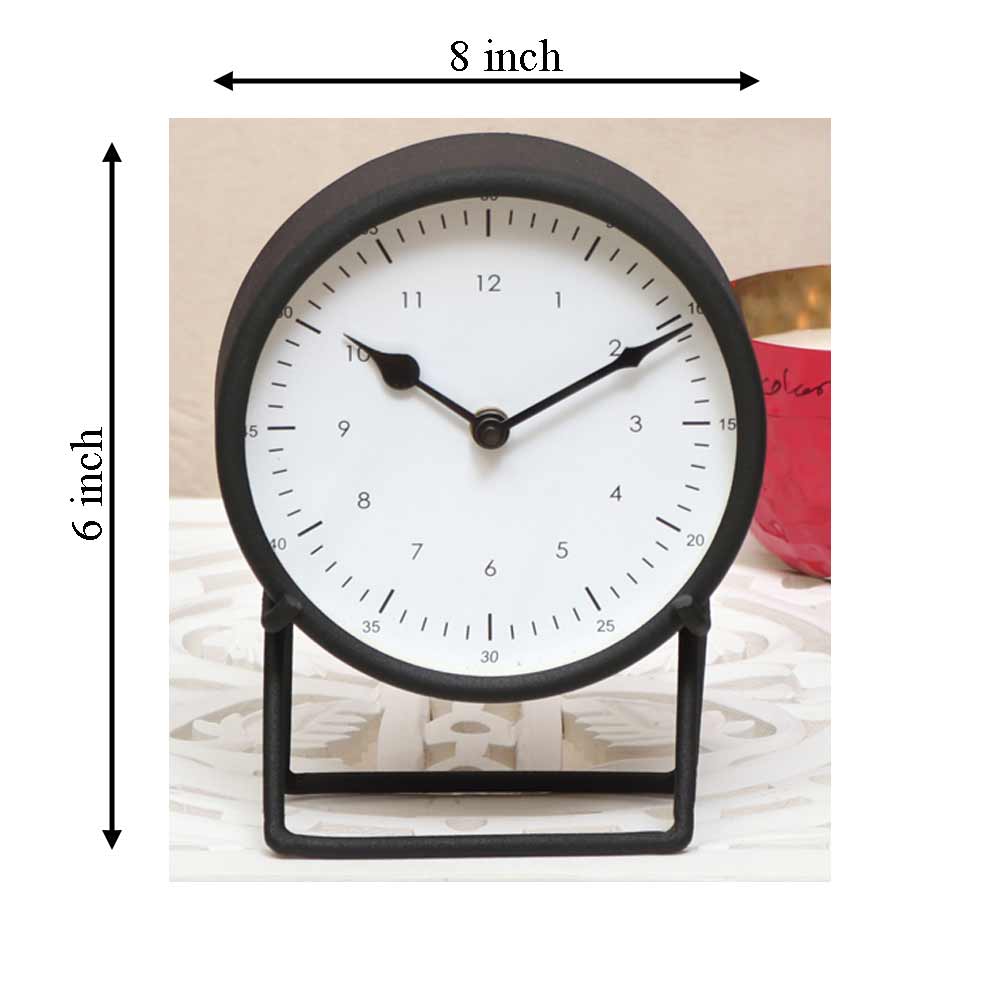 Table Clock, HWC111073(Cocovey Homes), Classic black metal table clock, Table Clock - IM15876