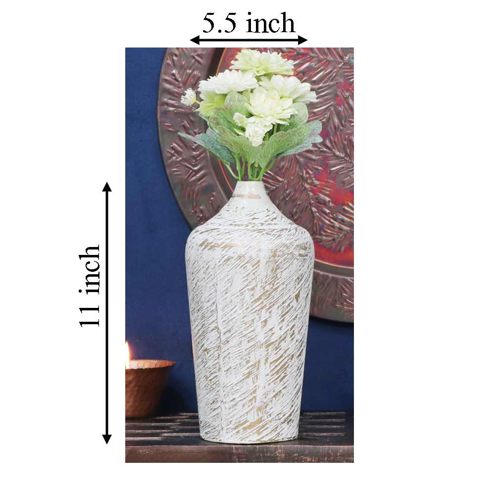 Vase, HFP111050(Cocovey Homes), White vessel flower vase, Vase - IM15882