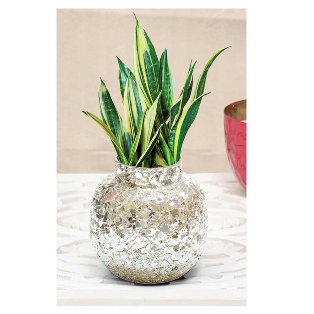 Vase, HFP111042(Cocovey Homes), Beautiful silver mosaic flower vase, Vase - IM15884