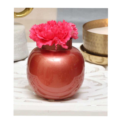 Vase, HFP111043(Cocovey Homes), Shiny peach metal flower vase, Vase - IM15885